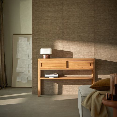 Consolle contemporanea - ANTON - TICKET FOR THE MOON - in legno massiccio / in teak / con supporto in teak