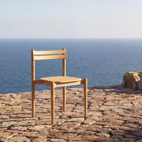 Sedia da giardino contemporanea - VADIM - TICKET FOR THE MOON - per esterni / in teak / con supporto in teak