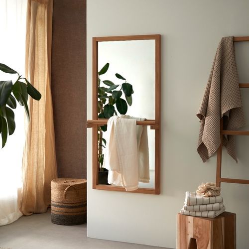 Specchio da bagno a muro - LUCY - TICKET FOR THE MOON - contemporaneo / rettangolare / in legno massiccio