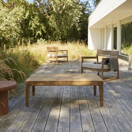 Tavolino basso moderno - VASCO - TICKET FOR THE MOON - in legno massiccio / in teak / rettangolare