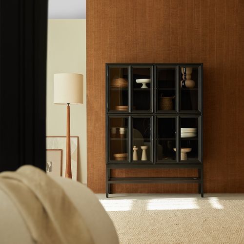 Credenza con alzata contemporanea - ANNA - TICKET FOR THE MOON - in legno / in vetro / per soggiorno