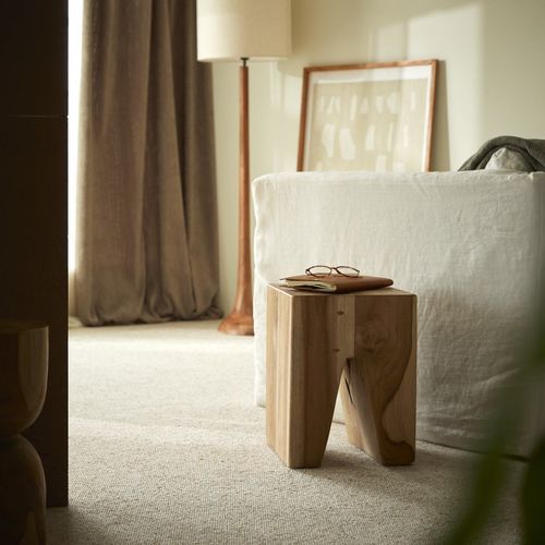 Tavolo d'appoggio contemporaneo - ARTU - TICKET FOR THE MOON - in legno massiccio / in teak / con supporto in teak