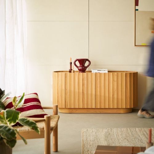 Credenza contemporanea - ANDR&Eacute;A - TICKET FOR THE MOON - in legno massiccio / in legno con vernice di protezione / con ante battenti