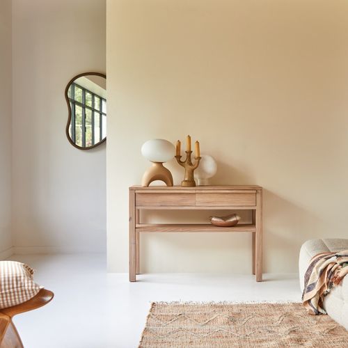 Consolle contemporanea - LUCE - TICKET FOR THE MOON - in legno / in rovere / con supporto in quercia