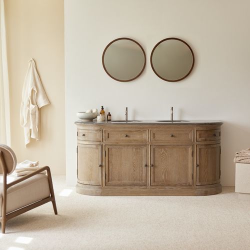 Mobile lavabo doppio - LOUISE - Tikamoon - da appoggio / in ceramica / in rovere