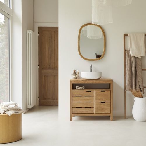Mobile lavabo singolo - SERENA - Tikamoon - da appoggio / in teak / in rovere