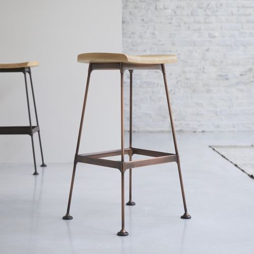 Sgabello da bar contemporaneo - DIEGO - Tikamoon - in frassino / in legno con vernice di protezione / in metallo