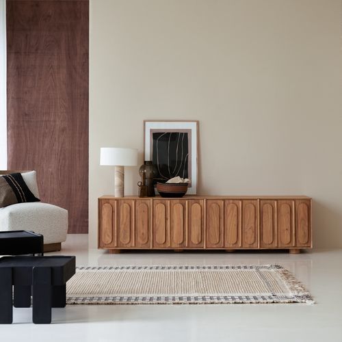 Mobile porta TV contemporaneo - OLGA - Tikamoon - lowboard / 4 porte / con vano contenitore