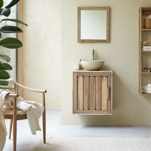 Mobile lavabo singolo - LILA - Tikamoon - sospeso / in acacia / contemporaneo