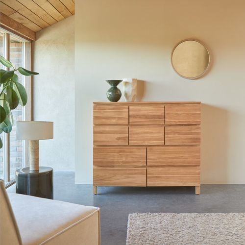 Cassettone contemporaneo - MILANO - Tikamoon - in teak / con contenitore / con cassetti