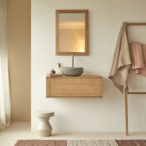 Mobile lavabo sospeso - BASIC - Tikamoon - in teak / moderno / 1 porta