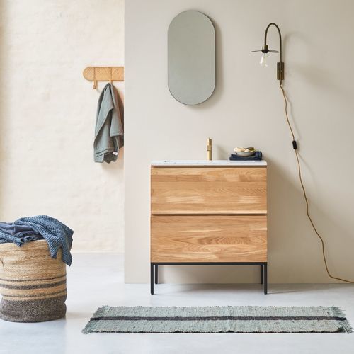 Mobile lavabo singolo - NOVA - Tikamoon - da appoggio / in rovere / in marmo
