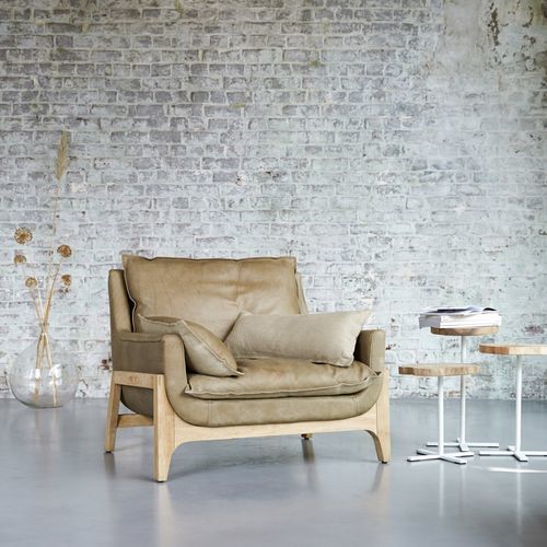 Poltrona contemporanea - WOODNEST - Tikamoon - in pelle / in espanso / in lino