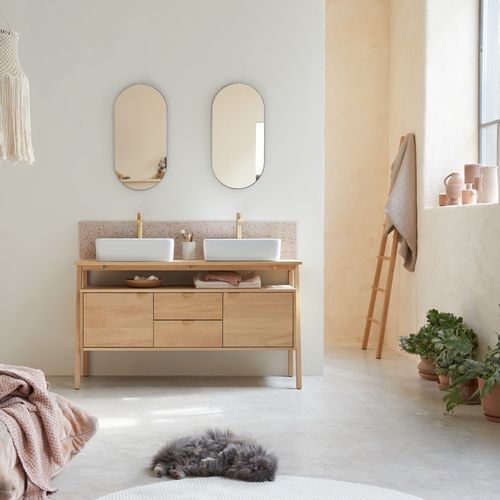 Mobile lavabo doppio - POLA - Tikamoon - da appoggio / in rovere / contemporaneo