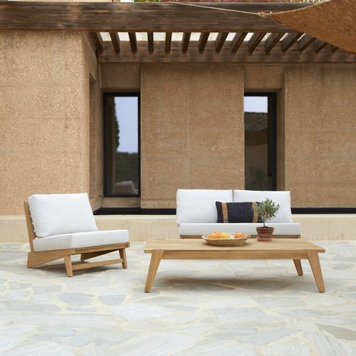 Set lounge da giardino contemporaneo - OLIA - Tikamoon - in poliuretano / in teak / in tessuto