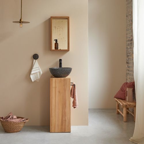 Mobile lavabo singolo - STELLE - Tikamoon - da appoggio / in teak / in ottone anticato