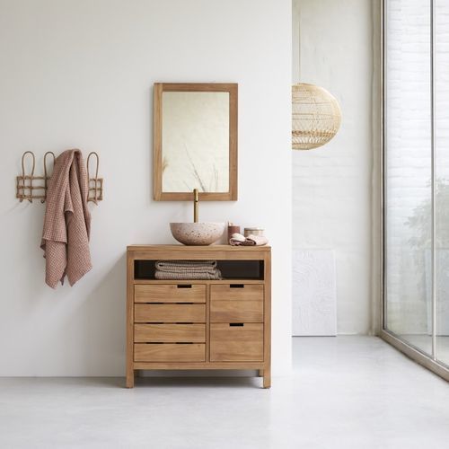 Mobile lavabo singolo - SERENA - Tikamoon - da appoggio / in teak / in legno massiccio