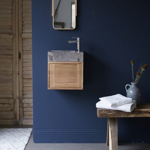 Mobile lavabo singolo - BASIC - Tikamoon - sospeso / in teak / contemporaneo