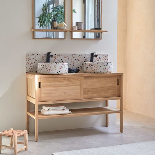 Mobile lavabo doppio - ARTY - Tikamoon - da appoggio / in teak / contemporaneo