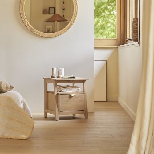 Comodino design scandinavo - POLA - Tikamoon - in legno massiccio / in rovere / con supporto in quercia