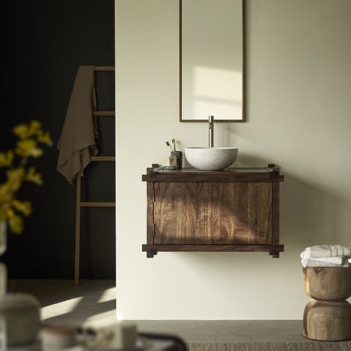 Mobile lavabo singolo - ARKO - Tikamoon - sospeso / in legno massiccio / contemporaneo
