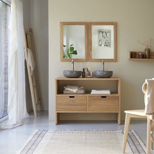 Mobile lavabo doppio - KWARTO - Tikamoon - da appoggio / in teak / contemporaneo