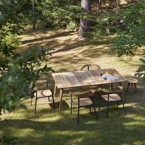 Tavolo da pranzo contemporaneo - KATRINE - Tikamoon - in teak / con supporto in teak / rettangolare
