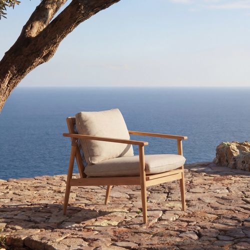 Poltrona moderna - DANIELA - Tikamoon - in tessuto / in acacia / sfoderabile