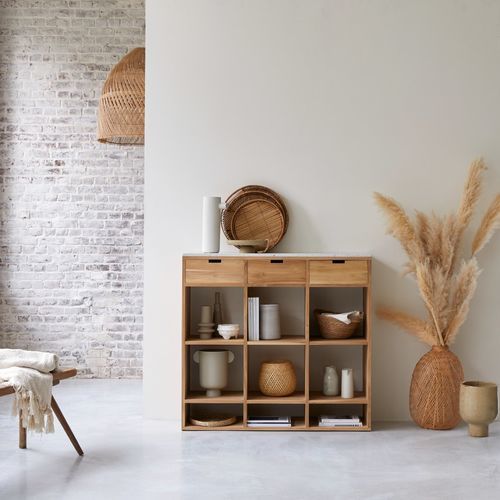 Consolle contemporanea - MIHO - Tikamoon - in legno massiccio / in teak / in marmo