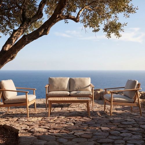 Set lounge da giardino contemporaneo - DANIELA - Tikamoon - in acacia / in tessuto / per uso residenziale