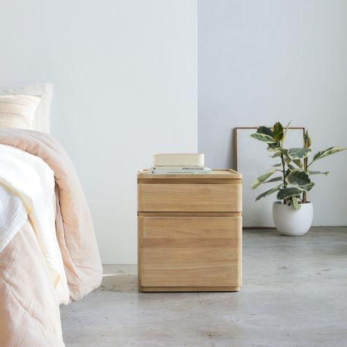 Comodino contemporaneo - NINO - Tikamoon - in teak / con supporto in teak / quadrato
