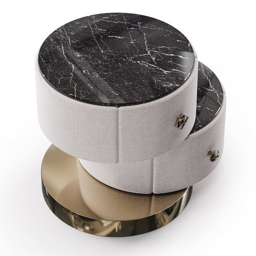 Comodino contemporaneo - DORIC NIGHTSTAND - Bablanc - in noce / in ottone lucidato / in marmo