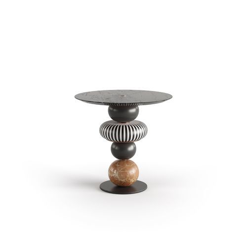Tavolo d'appoggio contemporaneo - PEARL - Bablanc - in marmo / in ottone placcato oro / circolare