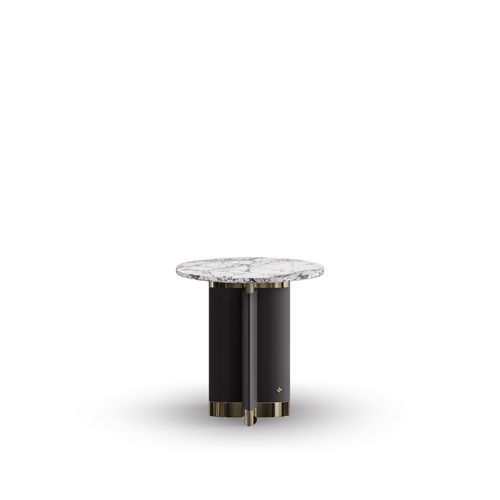 Tavolo d'appoggio contemporaneo - FLOWER - Bablanc - in ottone lucidato / in marmo / con supporto in ottone lucido