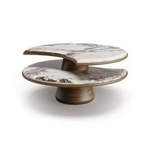 Tavolino basso moderno - MOON - Bablanc - in noce / in marmo / con supporto in noce