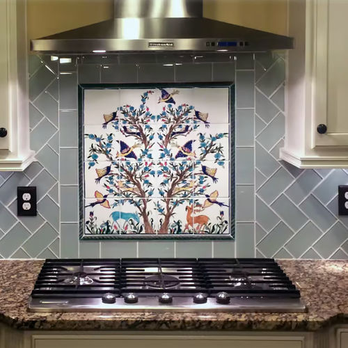 Pannello retrocucina in ceramica - Balian Armenian Ceramics - in viscosa / con motivi personalizzabili / con motivo con animali