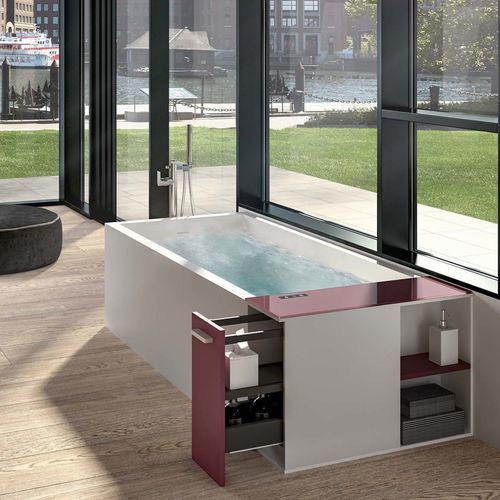 Vasca da bagno filomuro - MODULA F - Albatros - ad isola / sospesa / in Solid Surface