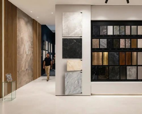 Espositore per piastrelle per lastra - KLIC CLAK-HINGE - ETALAGE - per lastre di pietra / per campioni / per realizzazione di mosaici