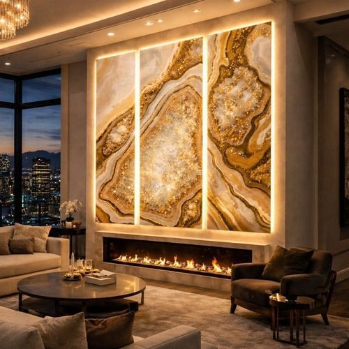 Pannello decorativo in pietra - AURORA GEODE TRIPTYCH - SevArtGallery - in quarzo / da parete / 3D