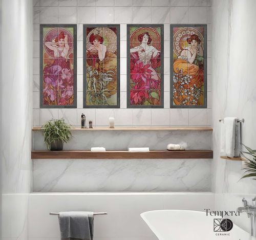 Piastrella in porcellana - alphonse mucha - gemstones - Tempera Art Design - liscia / con motivo stampato / indoor