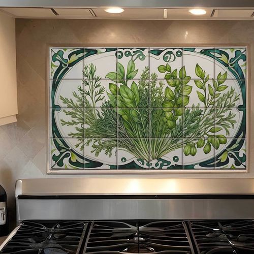 Pannello retrocucina in marmo - BACKSPLASH HERBS - Tempera Art Design - in ceramica / in porcellana / con motivo Liberty