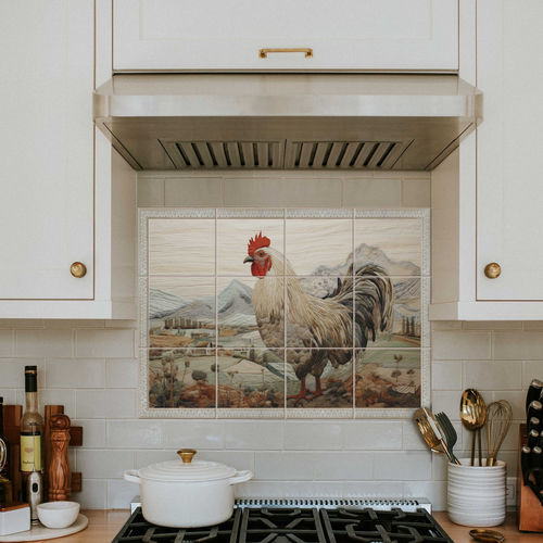 Pannello retrocucina in ceramica - BACKSPLASH FARM ROOSTER  - Tempera Art Design - in porcellana / in marmo / con motivo con animali