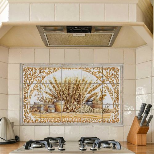 Pannello retrocucina in porcellana - BACKSPLASH WHEAT - Tempera Art Design - in ceramica / in marmo / a motivi