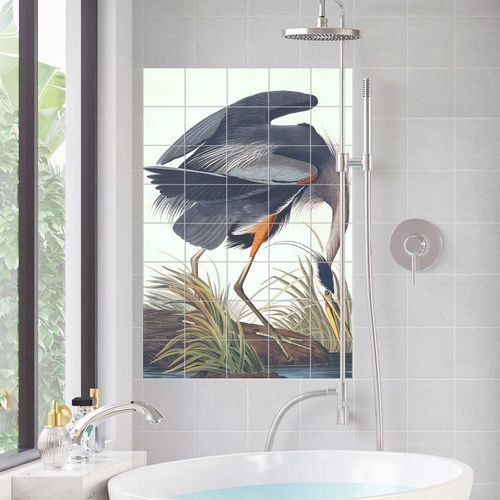 Piastrella in porcellana - THE BLUE HERON - Tempera Art Design - con motivo stampato / da interno / per interni