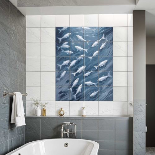 Piastrella in porcellana - SCHOOL OF FISH - Tempera Art Design - con motivo stampato / da interno / indoor