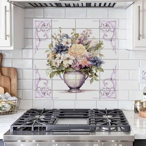 Pannello retrocucina in ceramica - STOVE - Tempera Art Design - in marmo / in porcellana / con motivi floreali