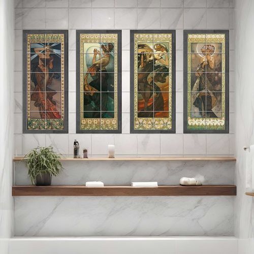 Piastrella in porcellana - MOON AND STARS BY MUCHA - Tempera Art Design - con motivo stampato / dipinta a mano / da interno