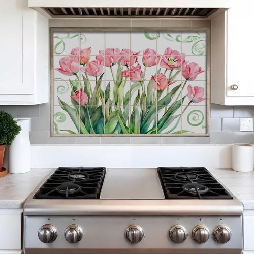 Pannello retrocucina in ceramica - TULIP - Tempera Art Design - in porcellana / in marmo / floreale