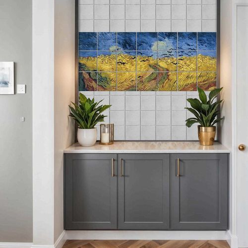 Piastrella in porcellana - WHEATFIELD WITH CROWS BY VAN GOGH - Tempera Art Design - con motivo stampato / per interni / da sala