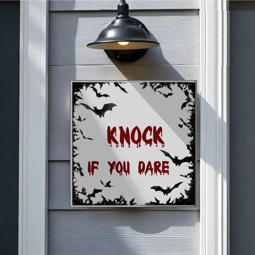 Cartello segnaletico da esterno - KNOCK IF YOU DARE - Tempera Art Design - per porta / da parete / sospeso